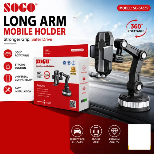 360° Long Arm Car Phone Holder